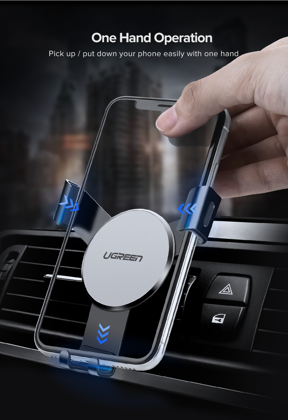 U GREEN LP130 Gravity Drive Car Mount for Mobile Smartphone Support Cell Phone Stand for iPhone 13 12 Pro Auto-Clamp Firm Grip Universal Fit Mobile Stand #40907. 