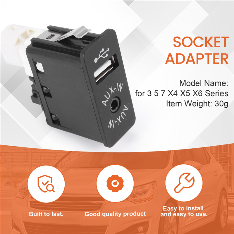 Car USB AUX In Plug Auxiliary Input Socket Adapter for E81 E87