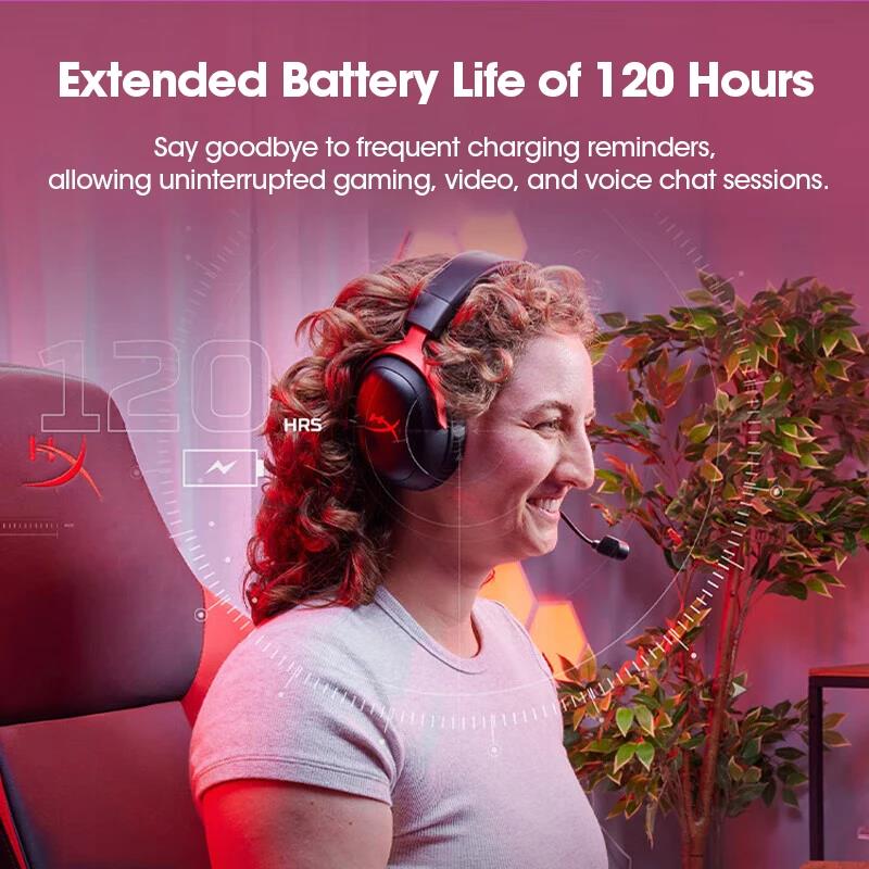 HyperX Cloud 3 IIl Wireless Gaming Headset FPS headset Noise Cancellation Condenser mic 120 hours battery life For PC PS4/PS5. 
