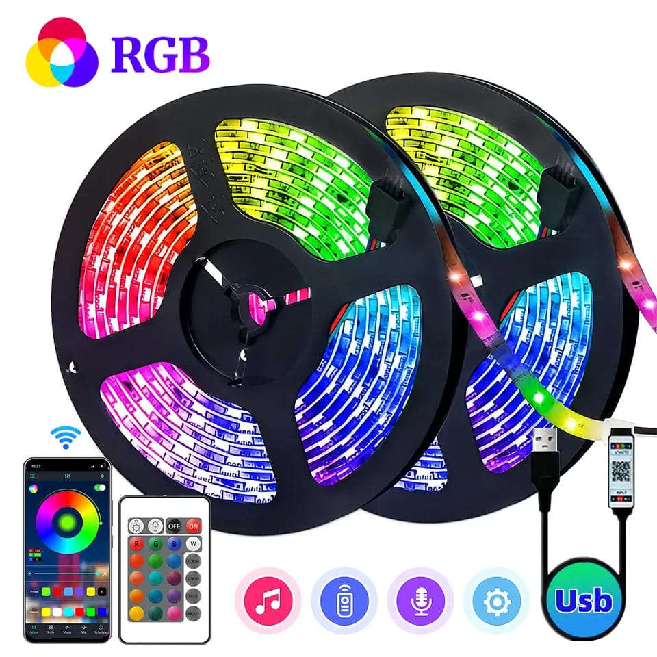 Customize Your Space with Vibrant RGB LED Strip Lights - App and Remote Control. 