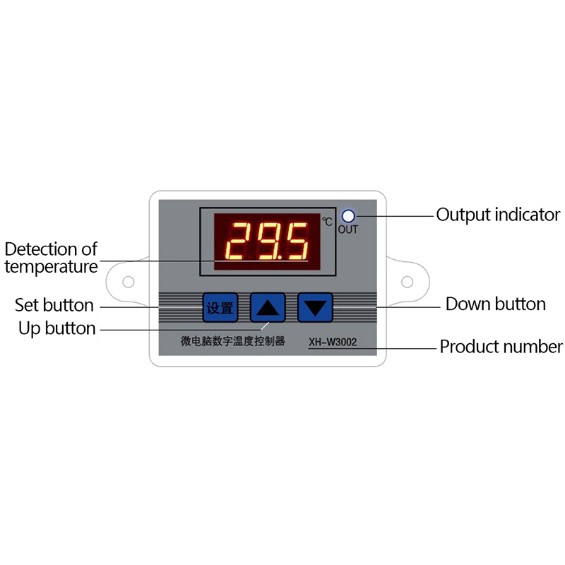 XH-W3002 220V Digital LED Temperature Controller 10A Thermostat Control Switch Probe with Waterproof Sensor W3002. 