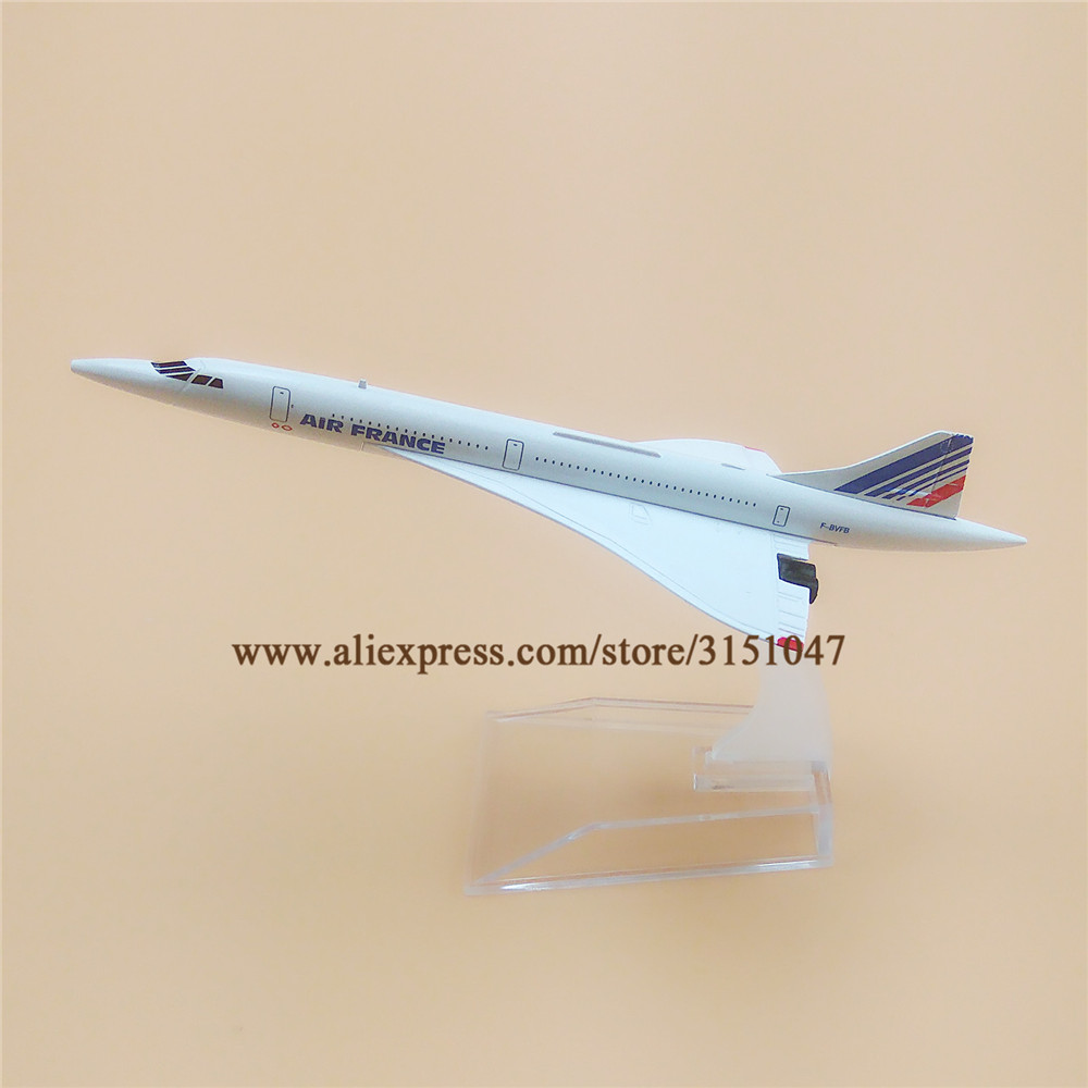 【Nice Day Toy Findings Store】Alloy Metal Air France Concorde Concordia F-BVFB Airways Airlines Plane Model Airplane Model w Stand 15.5cm