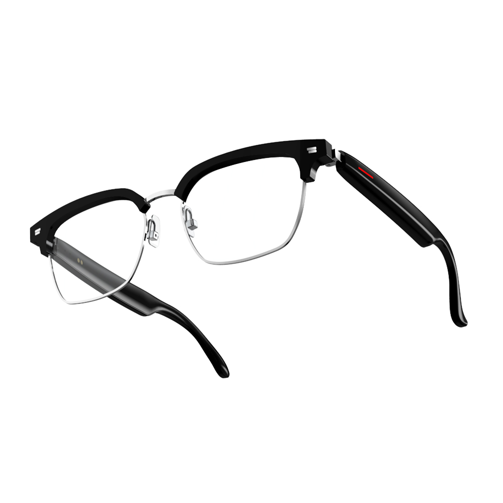 Smart glasses: blue light filtering polarized sunglass lenses audio built-in mic & speakers touch & voice assistant. 