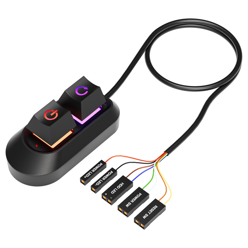 RGB LED Lights Computer Desktop Switch PC Motherboard External Start Power on/Off and Reset Button Extension Cable