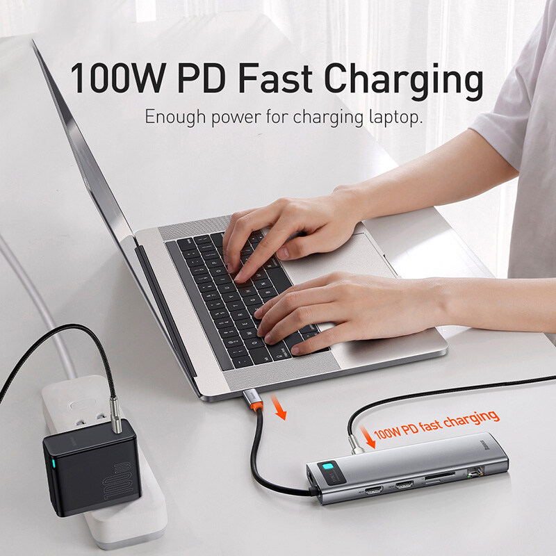 Baseus USB C HUB Type C to HDMI USB 3.0 PD Adapter SD TF slot RJ45 VGA 3.5mm Audio 4 in1 5 in1 6 in 1 8 in 1 9 in 1 11 in 1 Type C HUB Dock for MacBook Pro iPad Air 4 iPad Pro 2020 Air Notebook USB C Splitter. 