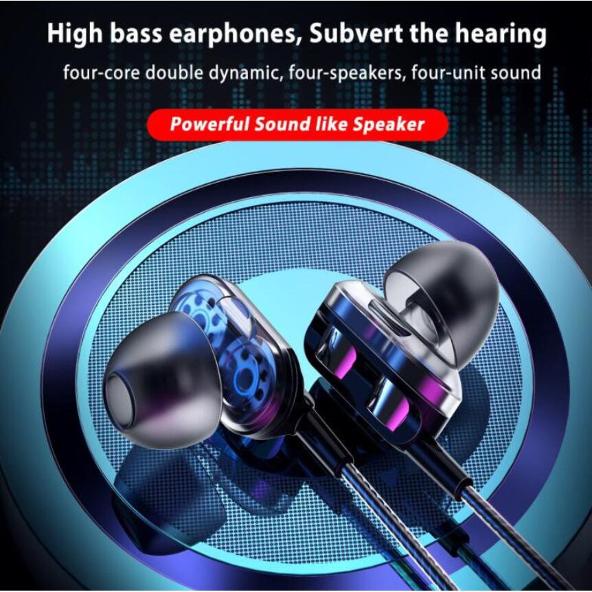 gilii 4D bass dual speaker HiFi stereo 3.5mm headset with microphone + wired headset. 