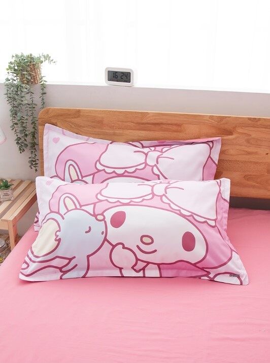 Ramadan Sale [READY STOCK] Konki My Melody Sleeping Quilt Cover Set / Comforter Cover Set 4 in 1 Queen King High Quality 800TC Microfiber Bedding Set Bedsheet Pillow Case Set Cadar Toto Cover Sarung Selimut Sarung Bantal Modern Cartoon Design - Konki RS. 