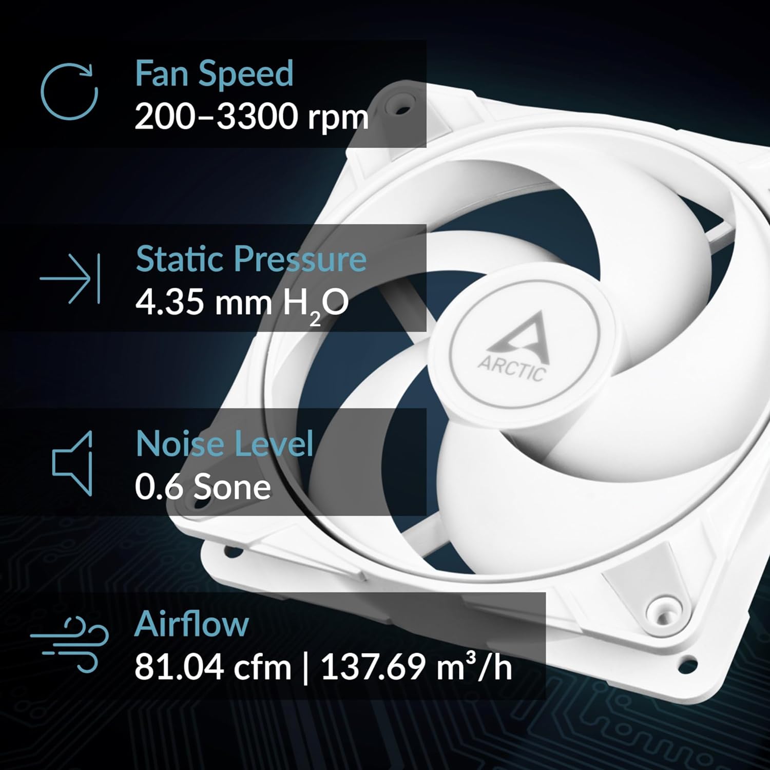 ARCTIC P12 Max 120 mm High-Speed PWM Fan-White
