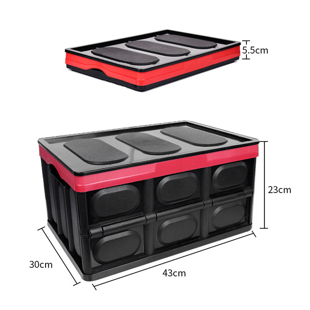 Collapsible Car Trunk Organizer Container Foldable for SUV Truck Durable Plastic Grocery Storage Box with Lid Perfect for Sedan, Auto. 