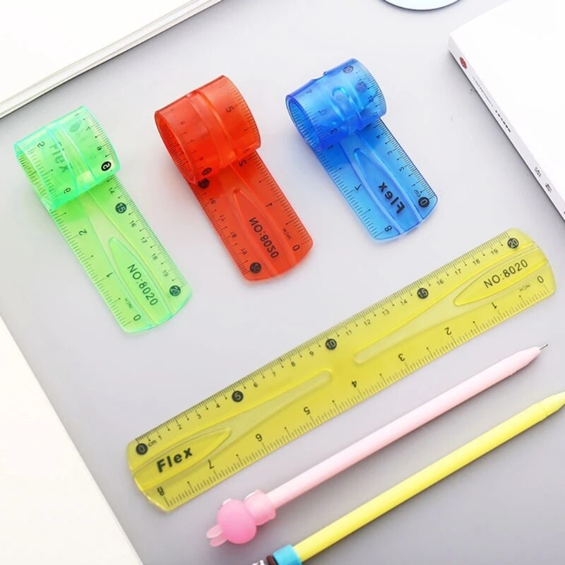 2Pcs Color Flexible Rulers Soft Bendable Plastic Rulers Duals Scale Bendable Flexible Rubber Rulers Clear Straight Ruler. 