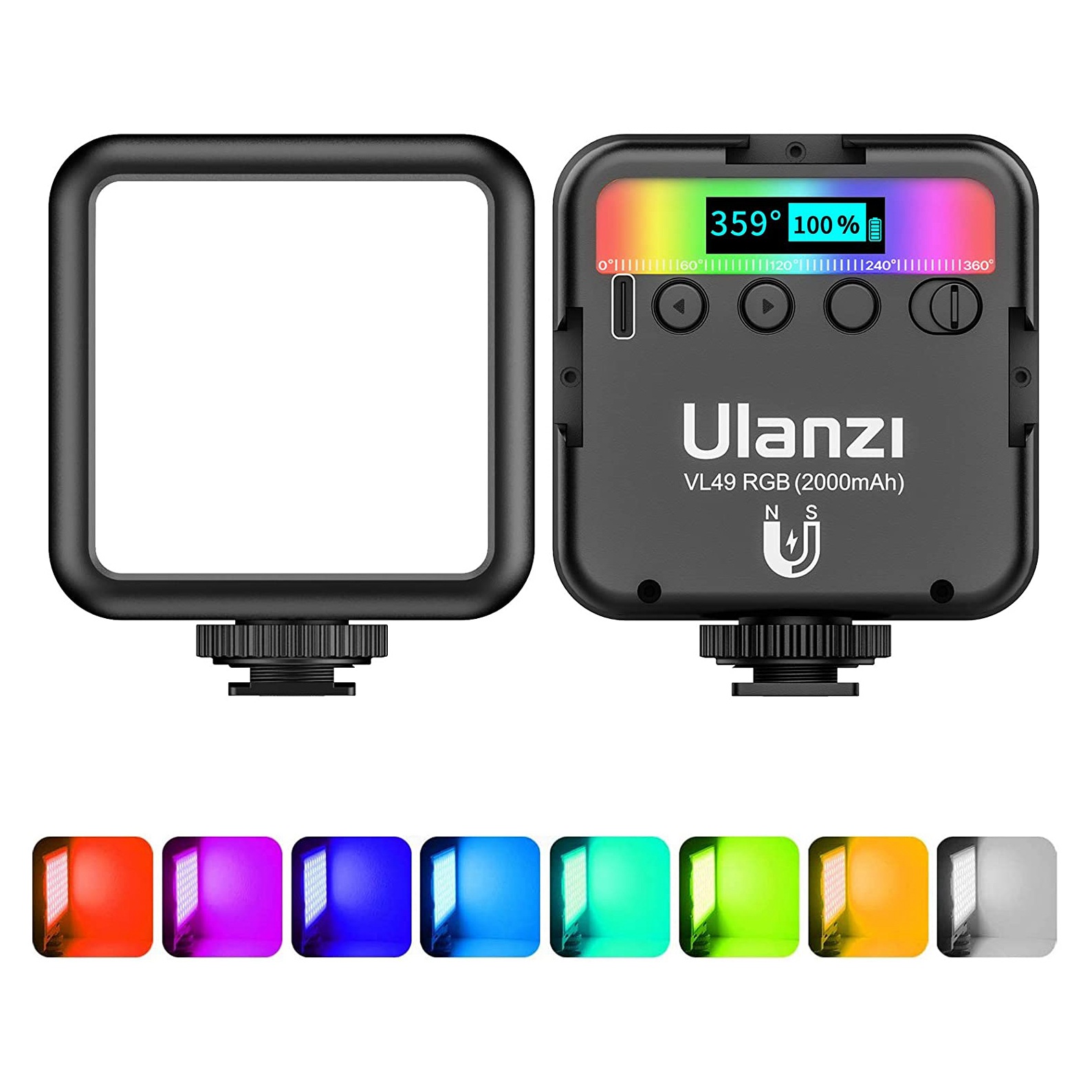 Ulanzi VL49 RGB LED Fill Light Mini Portable Multi-Function 2500K-9000K Pocket Camera Fill Light Live Photography Lighting. 