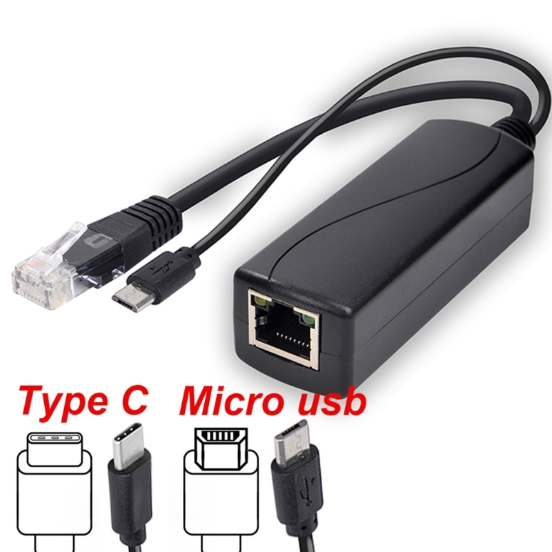 POE Splitter 48V to 5V MicroUSB Type C Power Over Ethernet Adapter Cable Injector Power Supply Module For IP Camera. 