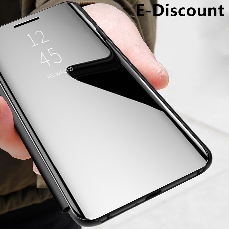 For Redmi 10 Luxury Plating Smart Clear View Makeup Mirror Transparent Cosmetic mirror case for Redmi 10 Flip Case Stand Holder cases