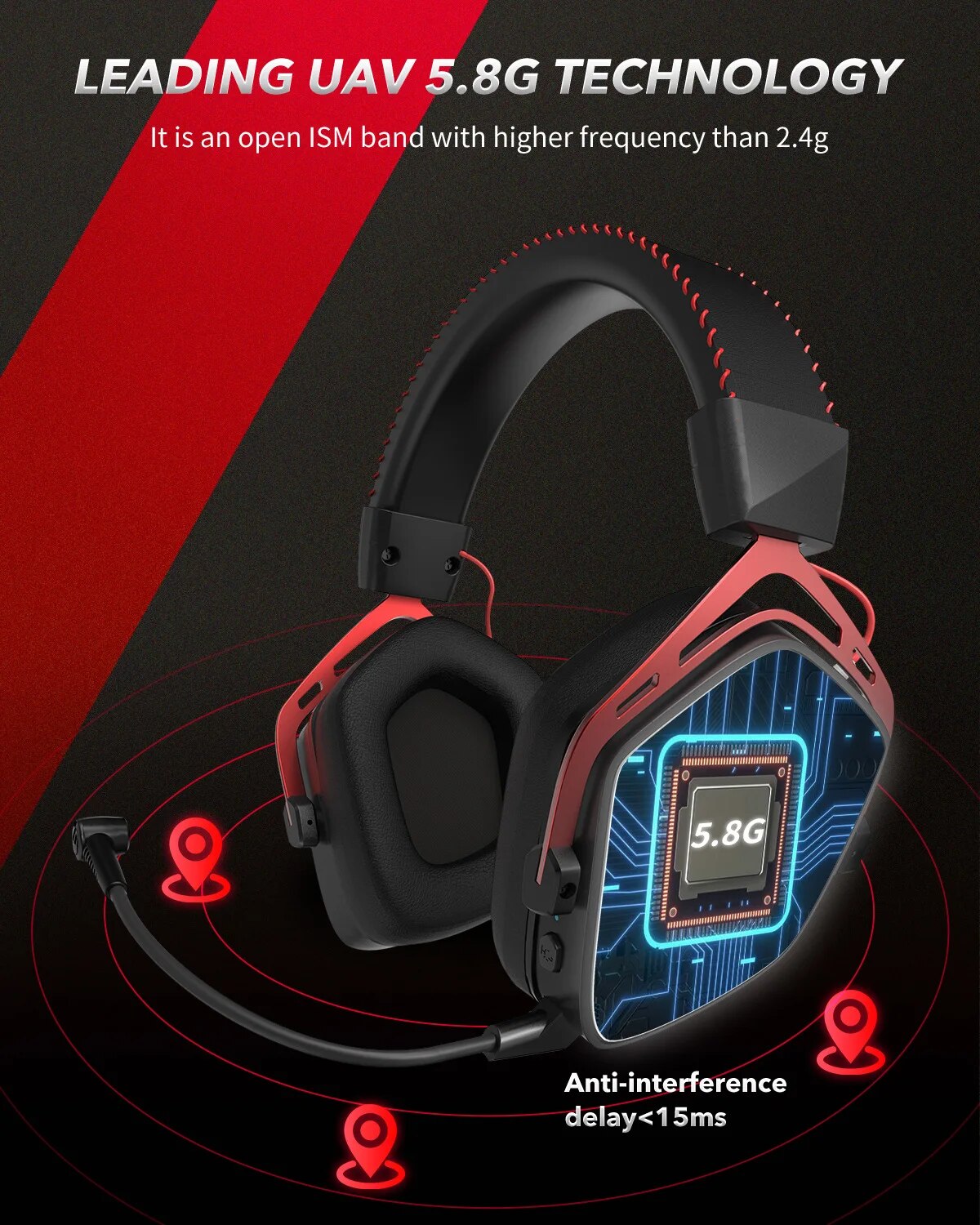 EAGLENO LEGEND G07 Wireless Gaming Headset for PC, PS4, PS5 with Noise Cancelling Mic Soft Memory Earmuffs Wireless Headphones. 