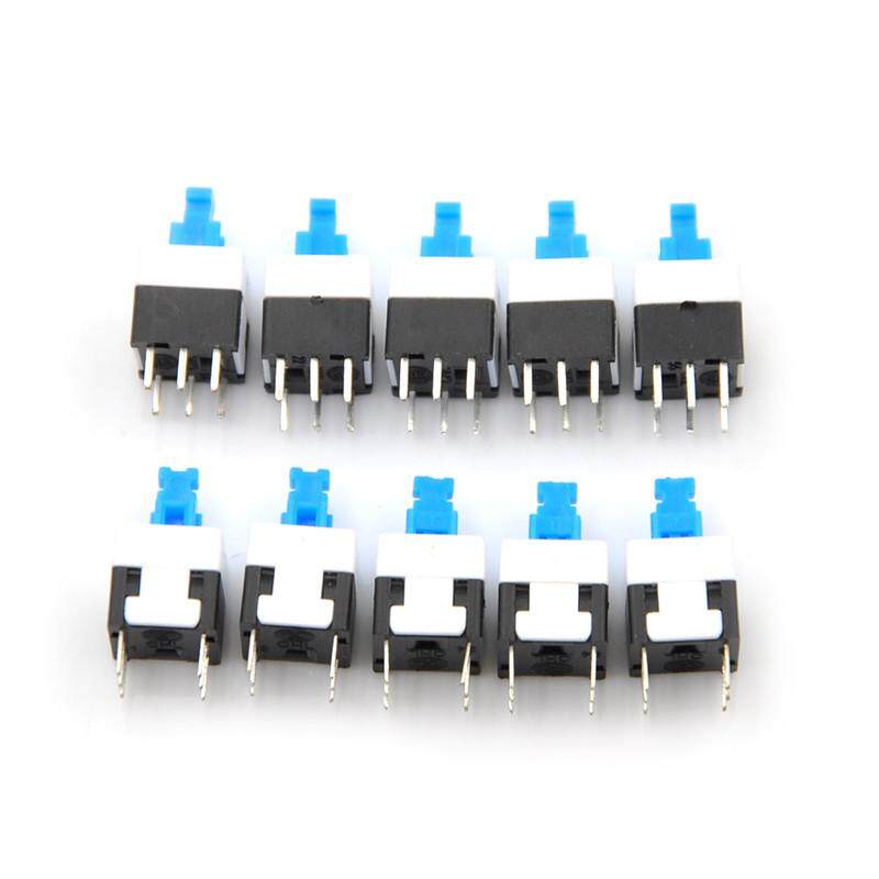 10pcs/Set Square 8x8mm 6 Pin Dpdt Mini Push Button Self-Locking Multimeter Switches