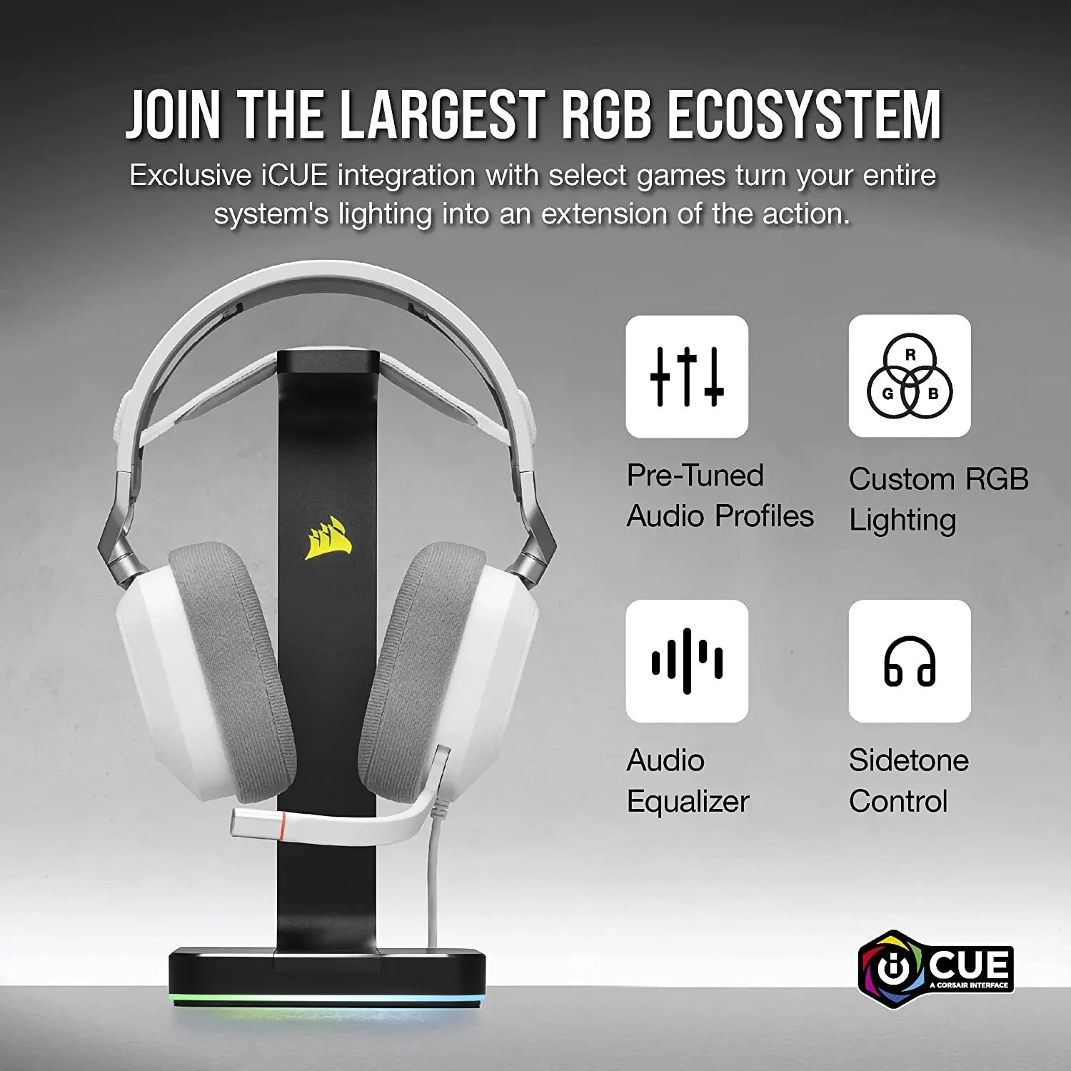 Corsair HS80 RGB USB Premium Gaming Headset with Dolby Audio 7.1 Surround Sound Broadcast-Grade Omni-Directional Microphone. 