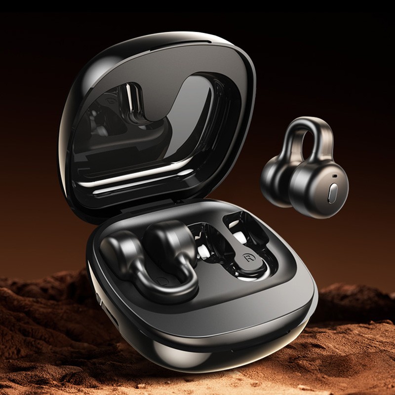 LCD Multifunctional Open Ear Clip On Headphones Built-in 1GB TF Card,Wireless Earbuds Bluetooth 5.4 Sport Earphones with TF Card Slot,2 in 1 MP3 Player Earbud with Charging Case Built-in Touch Control LED ScreeO. 
