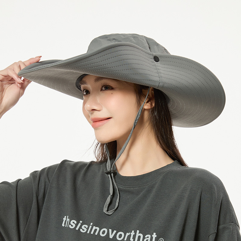 Men and women big brim western denim sun hat outdoor hiking mountaineering bucket hat summer anti-UV fishing hat