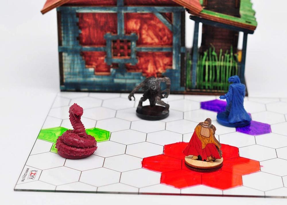 【happy one】Acrylic Game Mat 1" Hex Grid Overlay Set 2, 7"x8" Battle Map Board Clear & Durable - Great for Pathfinder RPG Game. 