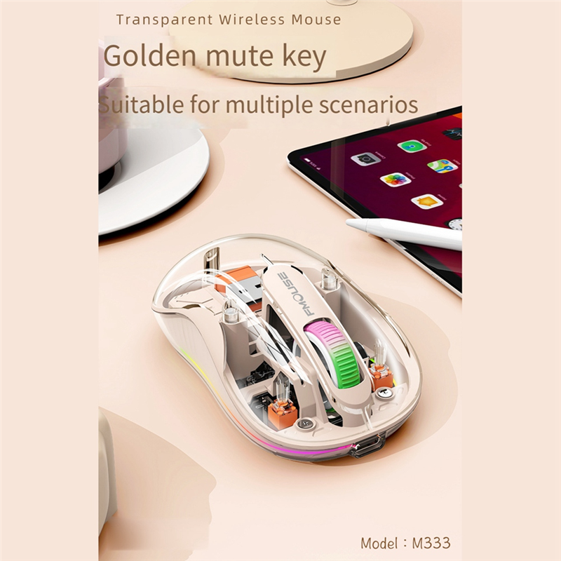 Wireless Bluetooth Mouse Transparent Magnetic Rechargeable Mouse Three Mode Silent Led Lamp Mouse for Laptop PC White. 