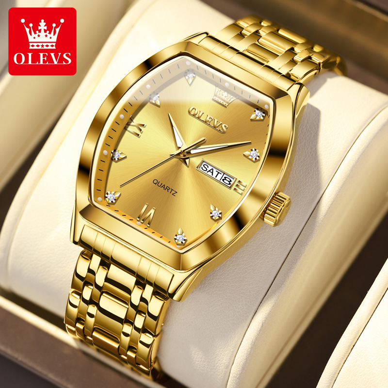 New Olevs Watch Quartz Watch Barrel-Shaped Business Authentic Men's Watch Men's Watch Fashion