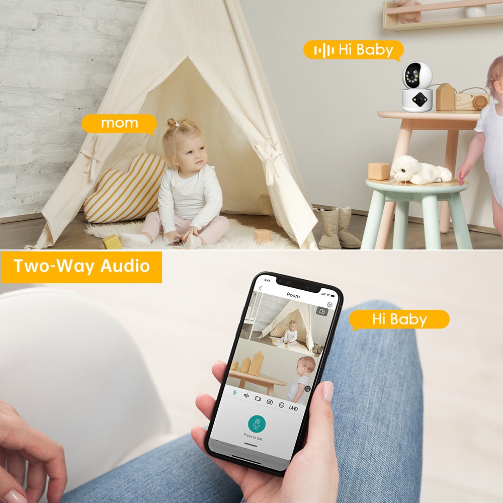 Dual Lens Wifi Camera 4MP Home Security Auto Tracking Color Night Vision Wireless CCTV Video Surveillance Baby Monitor IP Camera. 