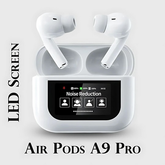 AirPods A9 Pro Touch Screen Display with ANC ENC Double Dark Earbuds 2024. 