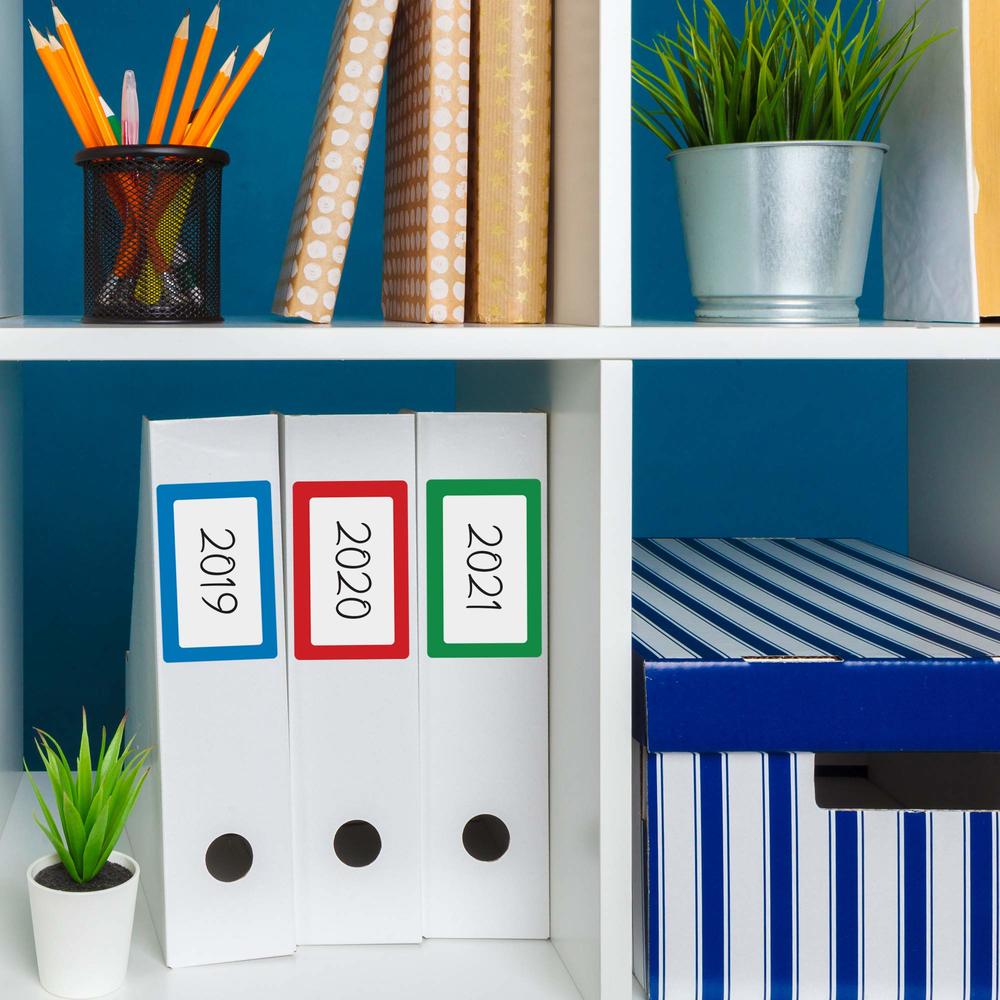 Labels , 1 Roll, 5 Colors, 3.5" x 2.25" , Adhesive Tags with Perforated Line for School Office Home Name Tag Stickers, 150/300pc Plain. 