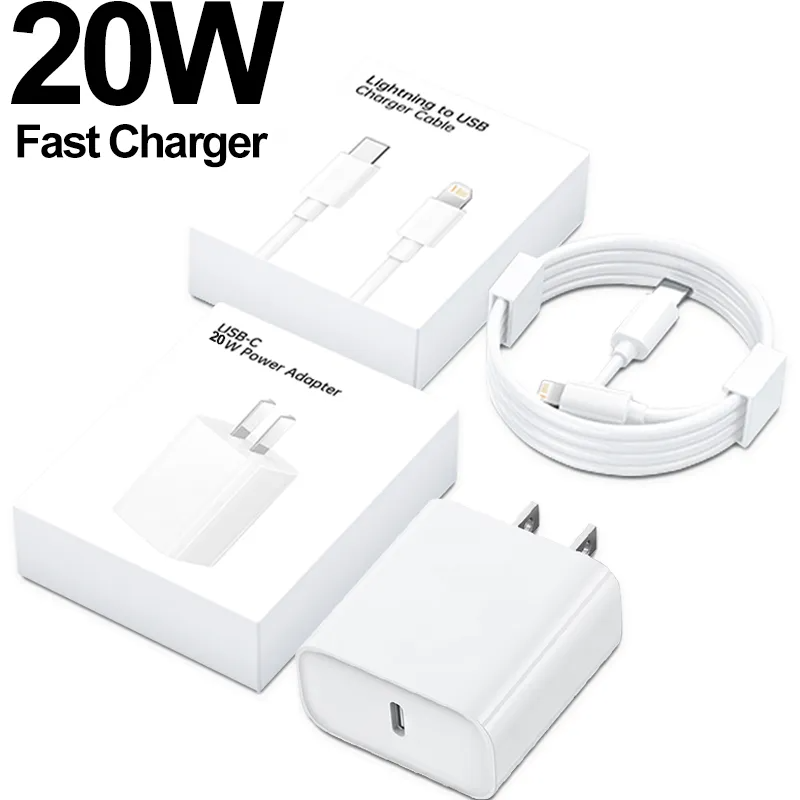 Power Adapter 20W USB-C Fast Charger For Apple iPhone 14 14 Pro Max 13 12 11 X XS XR 7 8 Plus with Type C to lightning cable. 