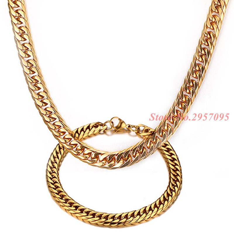 Figaro Chain Necklace And Bracelet Set 