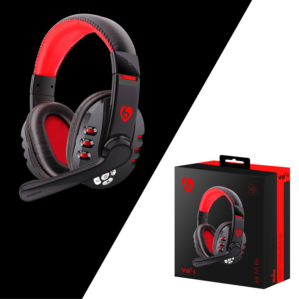 V8 1 Headphones V5.0 Bluetooth Gaming Headset OVLENG Wireless Stereo Earphone With Microphone for PC Phone Lap ComputerBlue. 