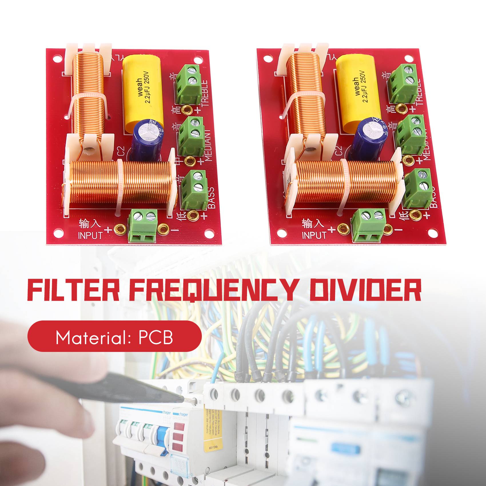 2Pcs 200W 3 Way Audio Speaker Crossover Treble + Midrange + Bass Independent Crossover Speakers Filter Frequency Divider. 