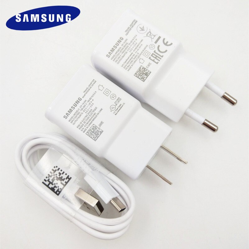 [ 100% ] Samsung EP-TA200 EU US Fast Charger Quick Travel Adapter 120cm USB Type C Cable For Galaxy S10 S10E A21S M31S A12 A20S