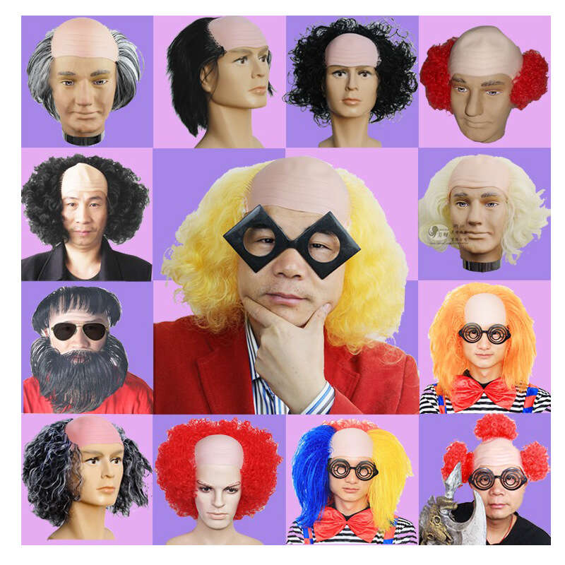 Joker bald funny wig, Eastern Samurai Halloween makeup dance props new model