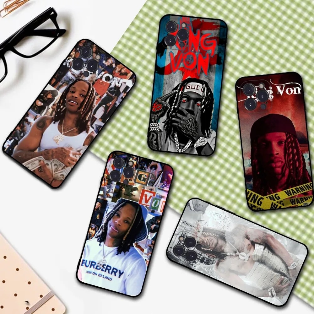 Rapper K-King Von Phone Case for iPhone 15 8 7 6 6S Plus X SE 2020 XR XS 14 11 12 13 Mini Pro Max Mobile Case