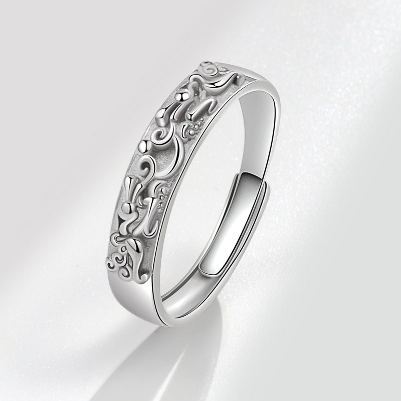 Pixiu ring men's trendy niche index finger single ring student simple personality cool style open ring for boys