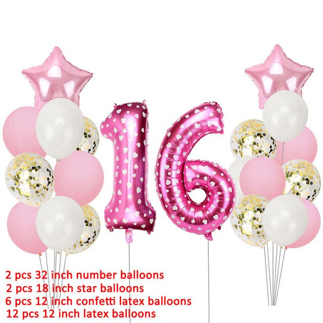 Number 16 Balloons Happy Birthday Sweet 16th Party Decorations 16 Years Old Boy Girl Sixteen Anniversary Rose Gold Black Buy Online At Best Prices In Bangladesh Daraz Com Bd