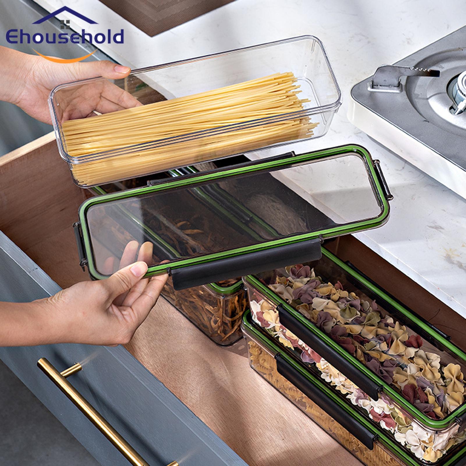 Moisture-proof Food Box Large Capacity Rectangular Pasta Storage Box with Moisture-proof Seal Visible Design Food Container for Noodle Storage Container. 