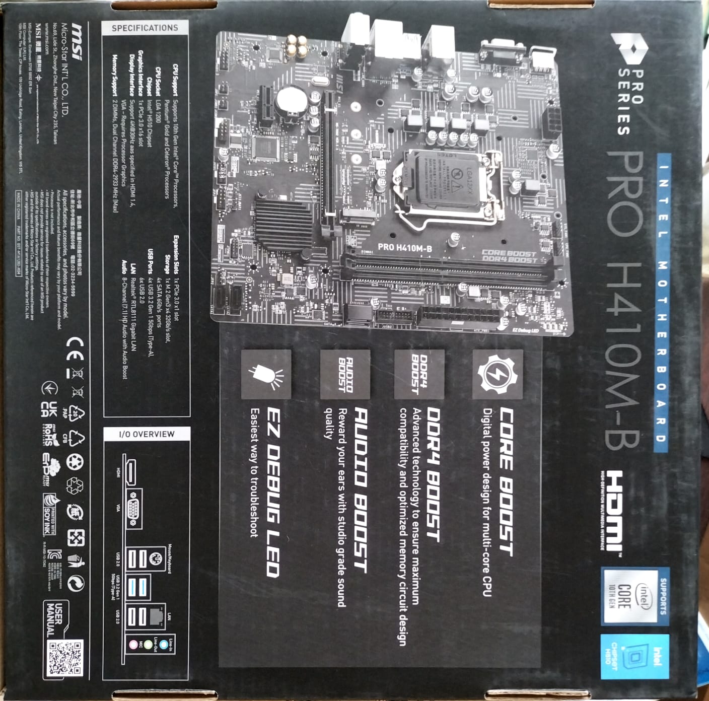MSI PRO H410M-B DDR4 Intel Motherboard. 