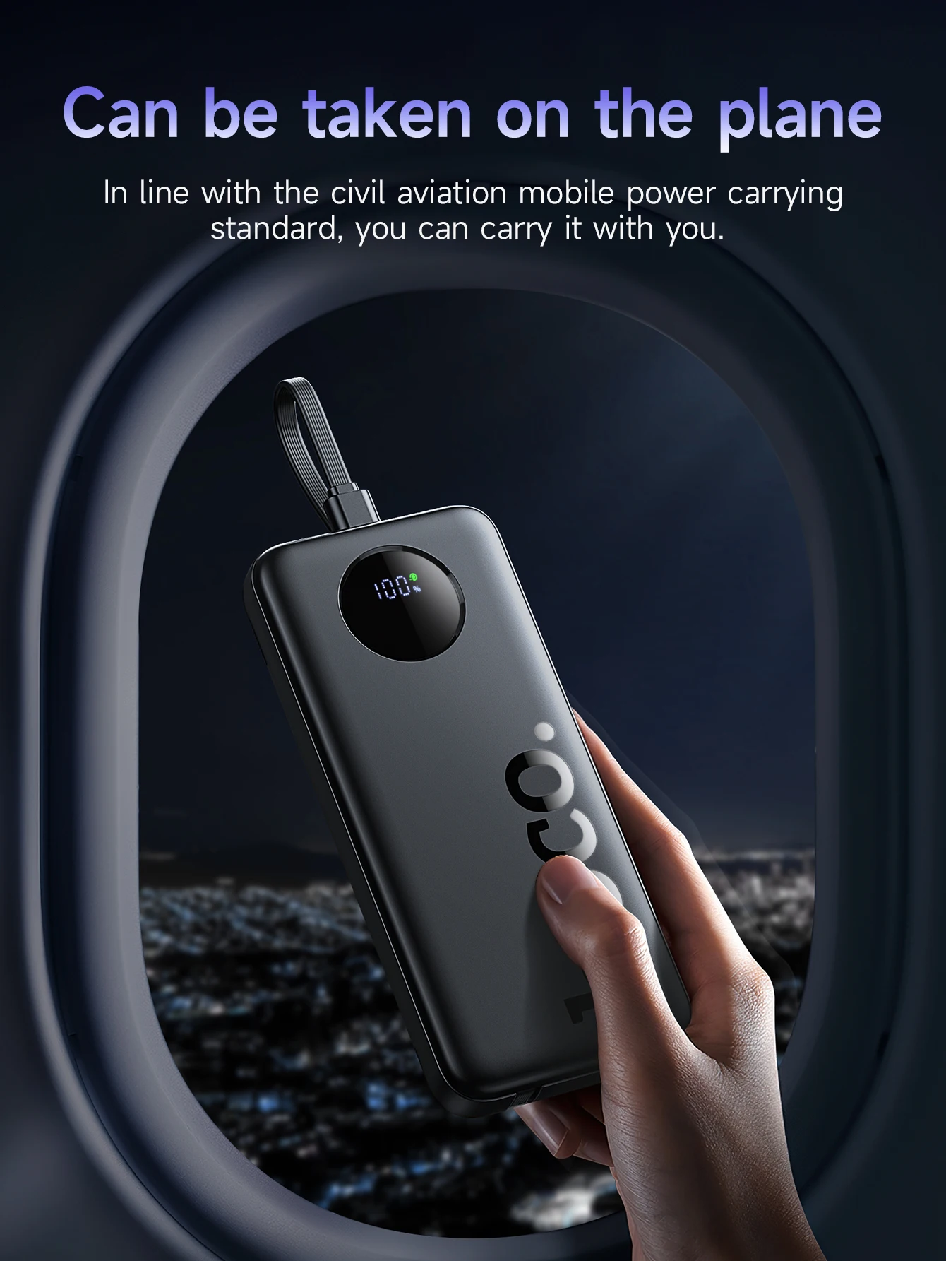 HOCO J132 22.5W+PD20W Fast Charging 10000mAh Power Bank with 3 Cables Portable Extra Battery with LED Digital Display. 