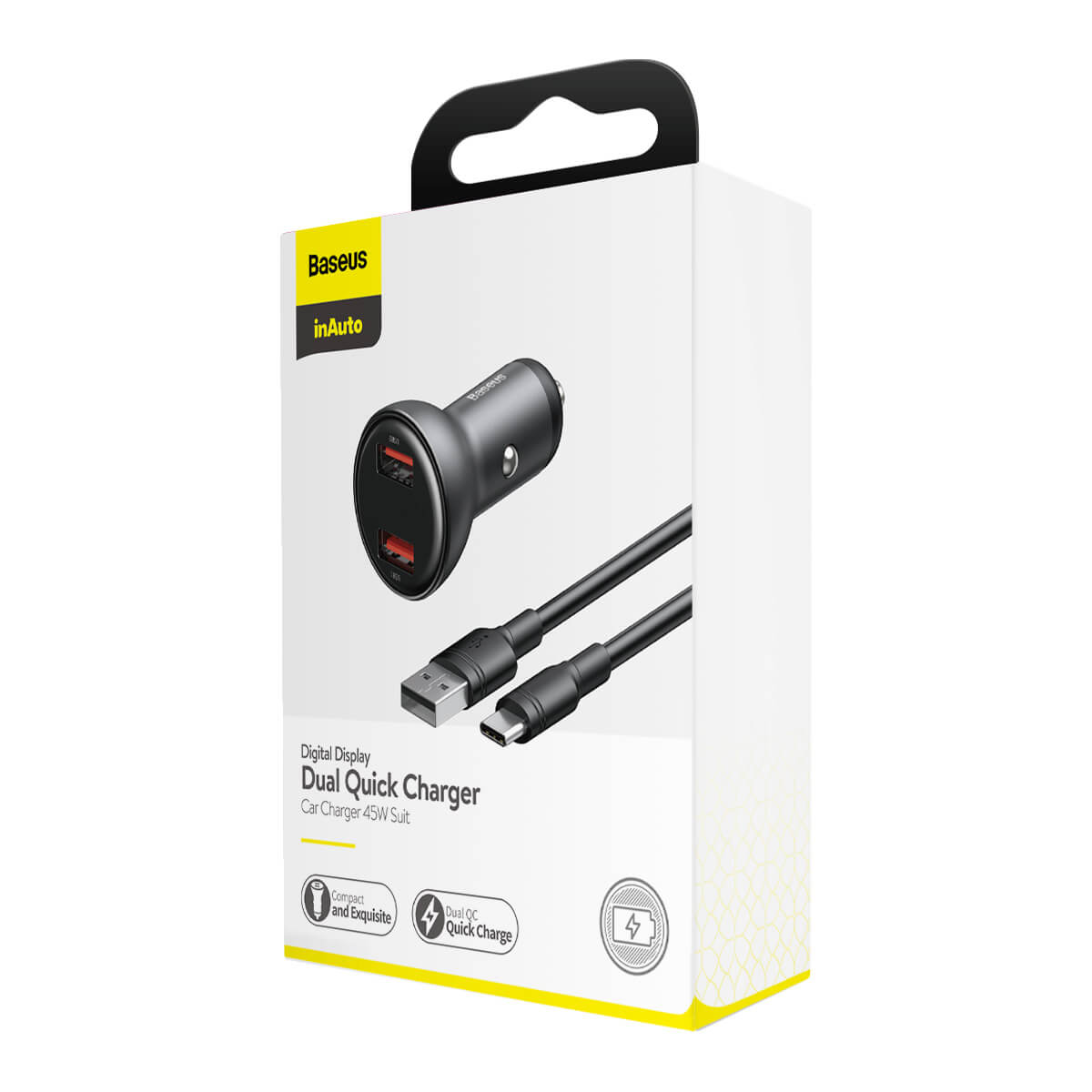 Baseus Magic Series 45W PPS Digital Display (Type-C PD+QC) Intelligent Dual Quick Charging Car Charger. 
