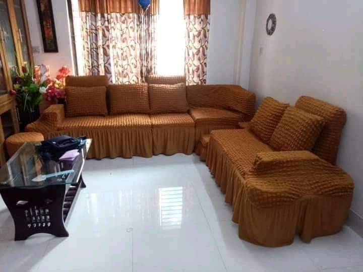 Turkey Stretchable Corner Sofa Cover with Box Cover ( for 6 seated & 1 Corner Box). 