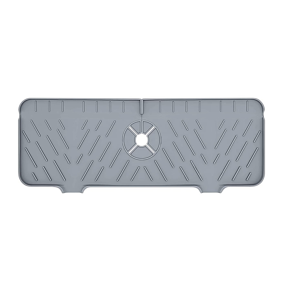 1Pcs Silicone Faucet Mat for Kitchen Sink,Water Splash Guard Faucet Water Catcher Mats,Faucet Absorbent Mat Grey