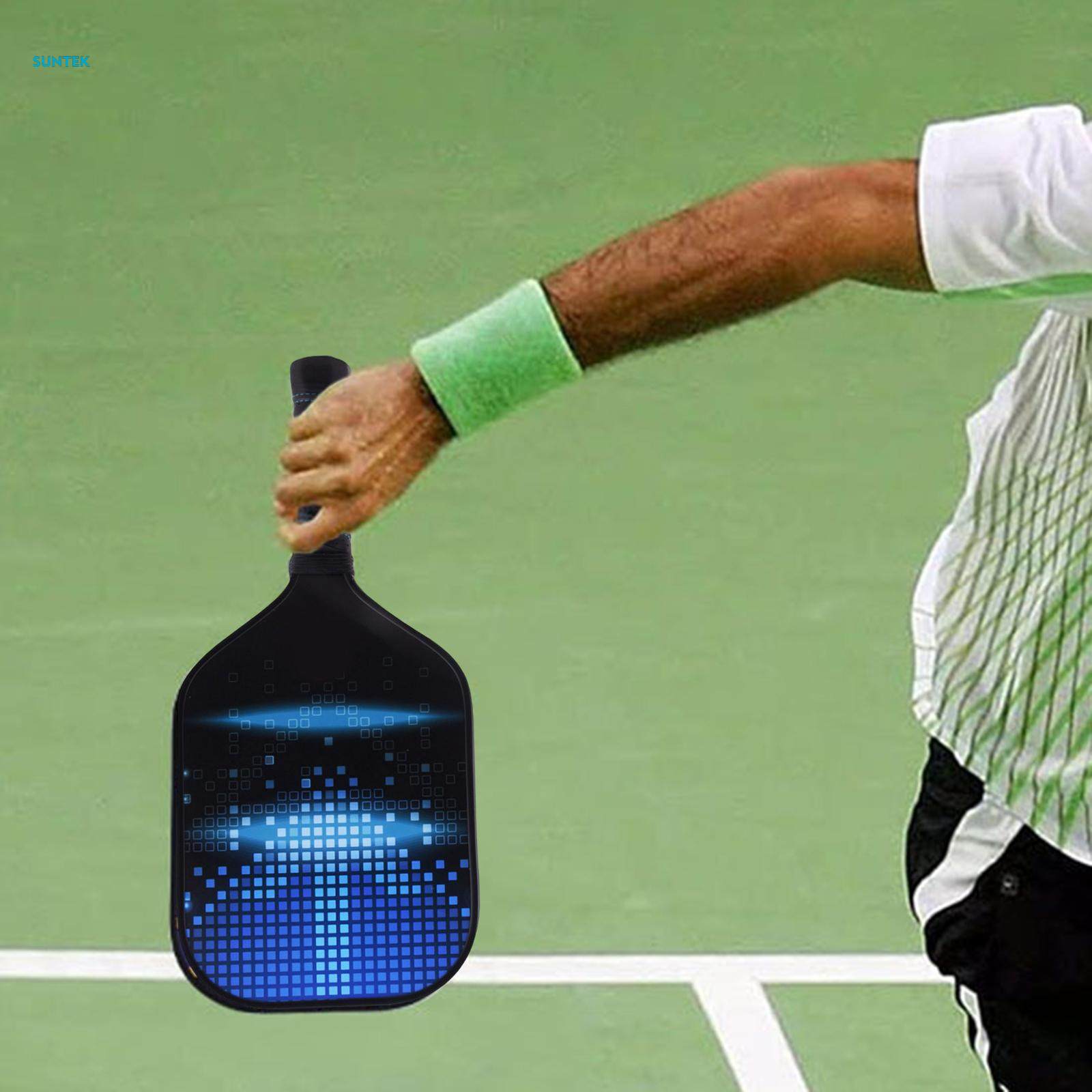 Pickleball Paddle, Fiberglass Surface Polypropylene Honeycomb Core, Anti Slip Sweat Absorbing Grip, Portable Carry Bag. 