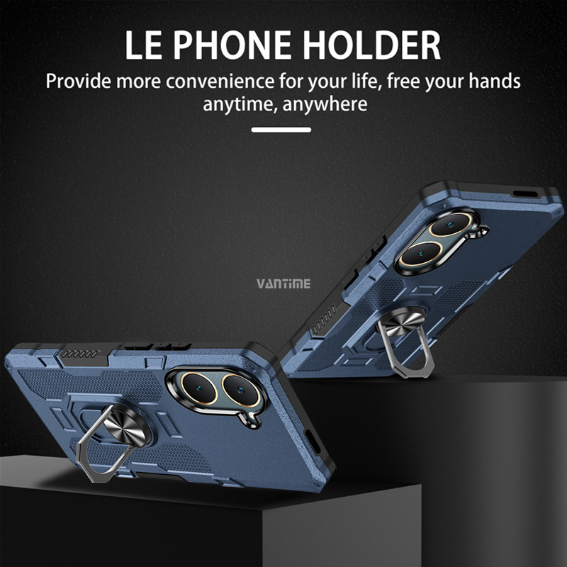 Vantime for vivo Y03 / Y03t 4G Armor Case Hard ShockProof Dual layer Ring Stand Cover. 