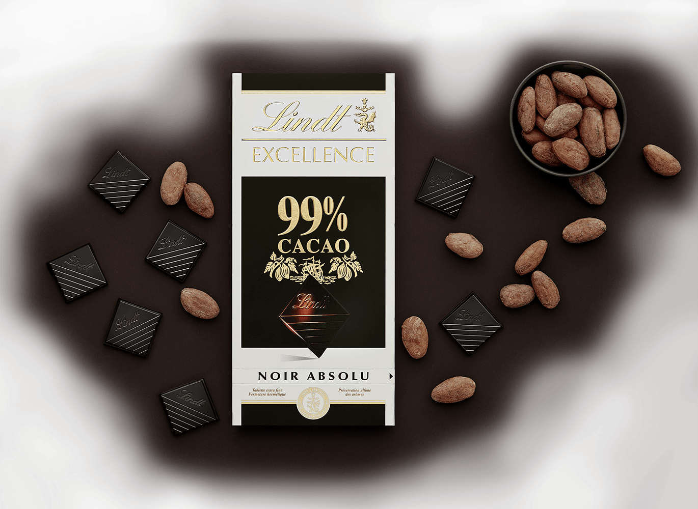 Lindt Excellence 99% Cocoa Dark Chocolate - 50G. 