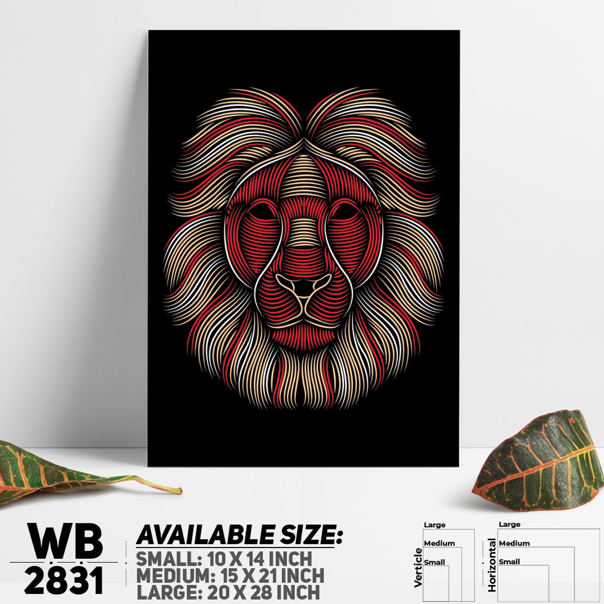 Lion Head - Digital Illustration Art Wall Canvas For Wall Decoration Wall Art Wall Decor - WB2831 - Canvas Work - Minimalistic Sophistication. 