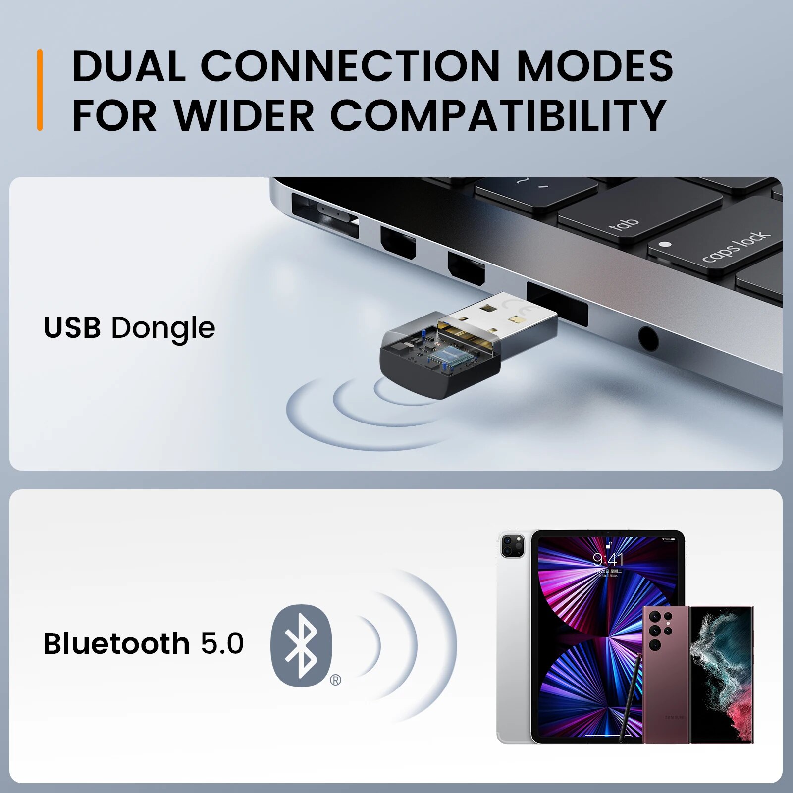 EKSA H6 Wireless Headphones Bluetooth 5.0 Headset with USB Dongle ENC Call Noise Cancelling Mic 30H Playtime For Office Computer. 