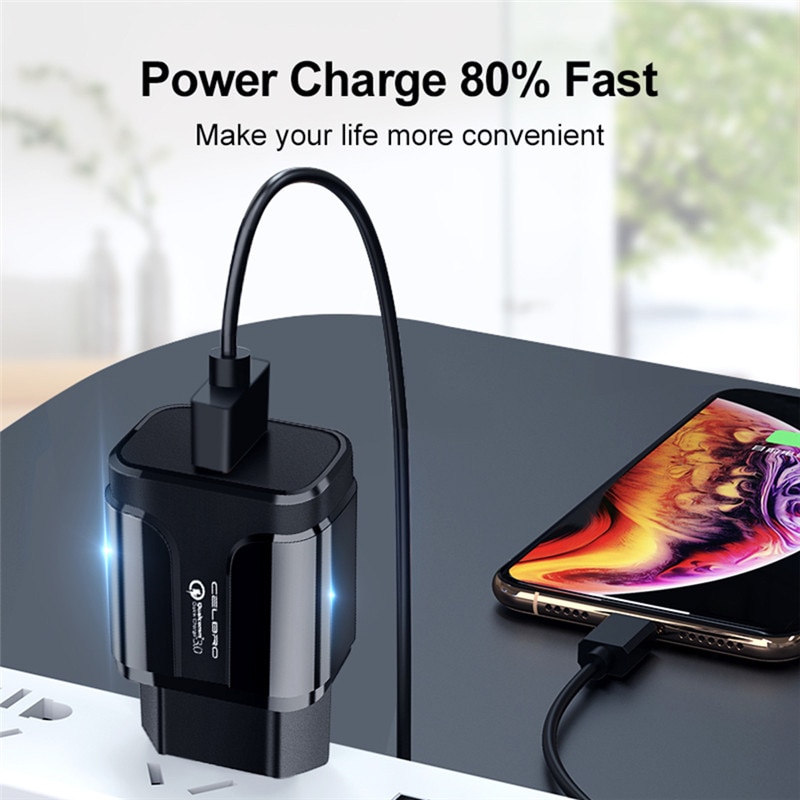 【happy one】18w fast charger QC 3.0 Quick charging wall Charger for xiaomi mi A3 mix 2s max 3 pocophone A2 NOTE 3 6x 8 Power adapter. 