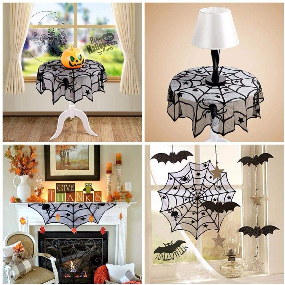 Halloween Spider Web Round Tablecloth Pentagram Spider Tablecloth Family Dining Room Tablecloth Decorative Cloth Halloween Decorative Cloth. 
